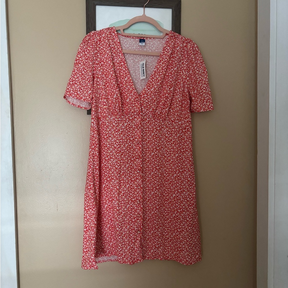 NWT Old Navy Floral Red Dress SMALL PETITE